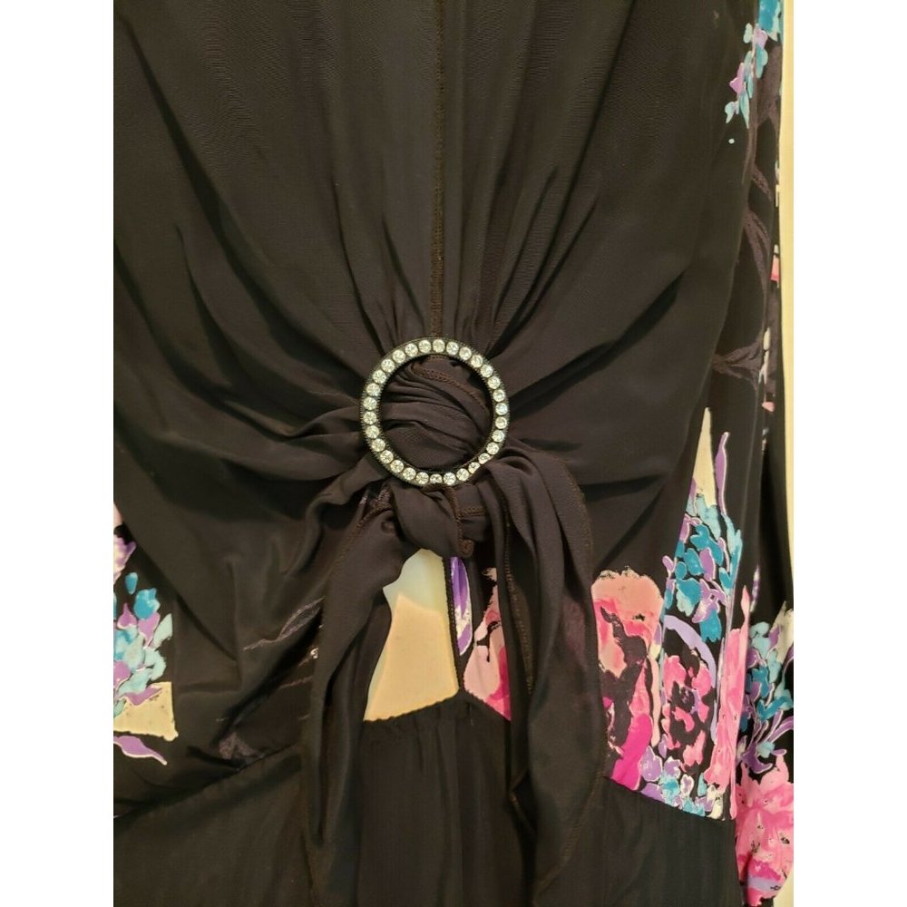 Vintage Black Floral Maxi Dress - Picture 4 of 7